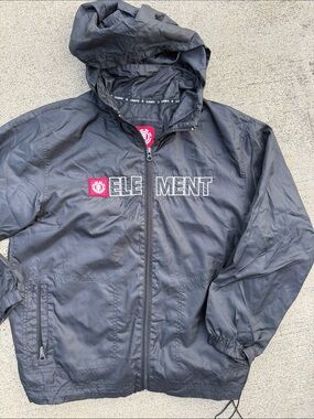 Element Black Hooded Windbreaker with rwd Logo Patch M